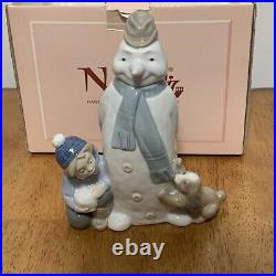 NAO Lladro 1438 Winter Games snowman with child & puppy dog MWOB, RV$165