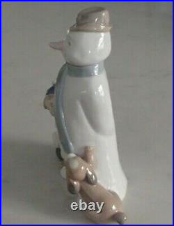 NAO Lladro 1438 Winter Games snowman with child & puppy dog MWOB, RV$165