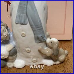 NAO Lladro 1438 Winter Games snowman with child & puppy dog MWOB, RV$165