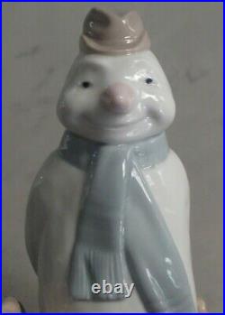 NAO Lladro 1438 Winter Games snowman with child & puppy dog MWOB, RV$165