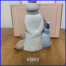 NAO Lladro 1438 Winter Games snowman with child & puppy dog MWOB, RV$165