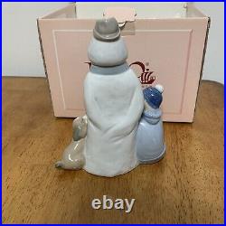 NAO Lladro 1438 Winter Games snowman with child & puppy dog MWOB, RV$165