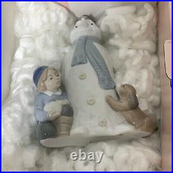 NAO Lladro 1438 Winter Games snowman with child & puppy dog MWOB, RV$165