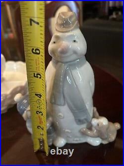 NAO Lladro 1438 Winter Games snowman with child & puppy dog Vintage