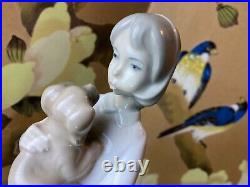 NAO Lladro Puppy Kisses Girl with Puppy Dog Early Impressed NAO Mark Made in Spain