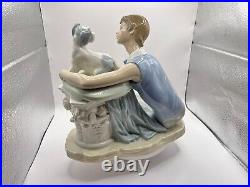 NAO by LLADRO BOY & DOG LARGE PORCELAIN FIGURINE Early 1977 Retired Model Large