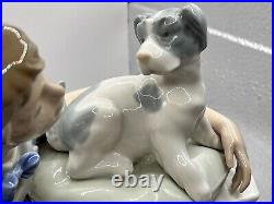 NAO by LLADRO BOY & DOG LARGE PORCELAIN FIGURINE Early 1977 Retired Model Large