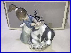 NEW IN BOX Lladro 5455 Bashful Bather Girl Washing Dog Porcelain Figurine 5 Tal