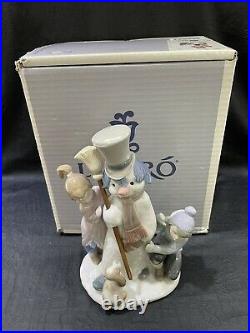 NEW IN BOX Lladro 5713 The Snowman with Boy Girl & Dog Porcelain Figurine