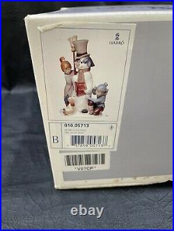 NEW IN BOX Lladro 5713 The Snowman with Boy Girl & Dog Porcelain Figurine