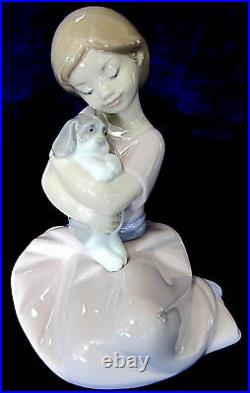 Nao By Lladro #1451 My Puppy Love Brand Nib Girl Holding Dog Cute Bargain F/sh