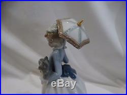 Nao By Lladro Girl Holding Dog And Umbrella Figurine