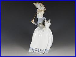 Nao By Lladro Girl Holding Dog And Umbrella Figurine Mint Condition