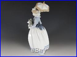 Nao By Lladro Girl Holding Dog And Umbrella Figurine Mint Condition