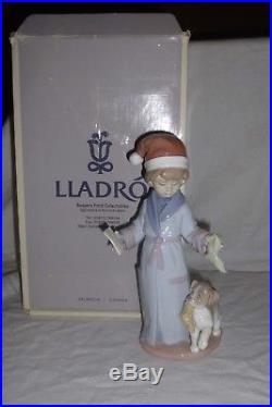 Nao Lladro Dear Santa 6166 Boy with Dog & Wish List Figurine Original Box