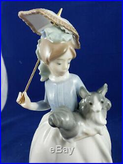 Nao Lladro MY FRIENDS Lady with Dog & Parasol Figurine, Original Box