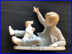 Nao by Lladro Spanish Porcelain Figurine 278 Boy with Dog, Puppy Playing