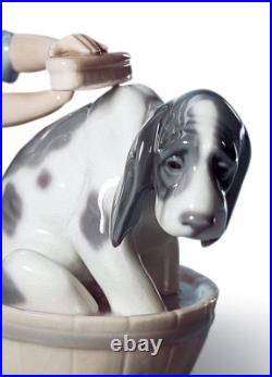New Lladro Bashful Bather Dog Figurine #5455 Brand Nib Girl Pet Save$$ F/sh