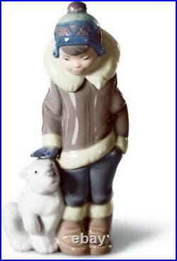 New Lladro Eskimo Boy With Pet Figurine #5238 Brand Nib Save$ Retired Rare F/sh