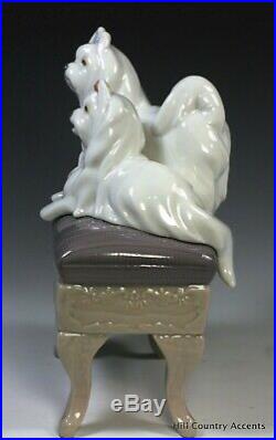 New Lladro Looking Pretty #6688 2 Maltese Dogs On Stool Boxed $520 V Nib