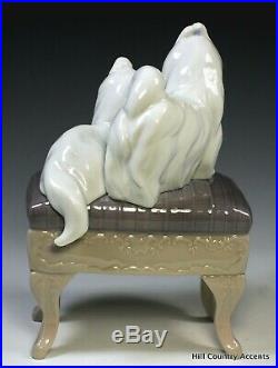 New Lladro Looking Pretty #6688 2 Maltese Dogs On Stool Boxed $520 V Nib