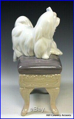 New Lladro Looking Pretty #6688 2 Maltese Dogs On Stool Boxed $520 V Nib