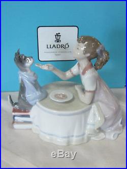 New Lladro Tea Time Girl Figurine #9197 Brand New In Box Dog Tea Party Save$f/sh