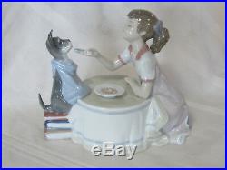 New Lladro Tea Time Girl Figurine #9197 Brand New In Box Dog Tea Party Save$f/sh