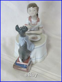 New Lladro Tea Time Girl Figurine #9197 Brand New In Box Dog Tea Party Save$f/sh