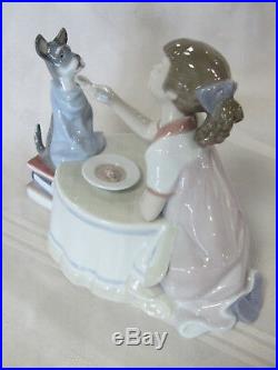 New Lladro Tea Time Girl Figurine #9197 Brand New In Box Dog Tea Party Save$f/sh