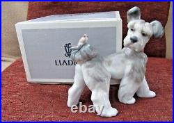 New Lladro Unexpected Visit #6829 Dog With Bird On His Tail Nib