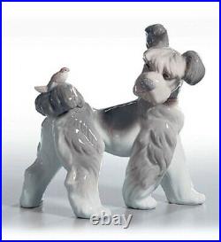 New Lladro Unexpected Visit #6829 Dog With Bird On His Tail Nib