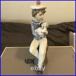 New in Box Lladro #6196 Seaside Companions Sailor With Dog In Box With Certificate