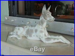 Nice Vintage 12 Lladro DOG Figurine 1068 GREAT DANE Retired Gray Spotted rare