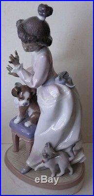 Original 1993 Lladro My Turn #6026 Figurine Girl with Dog & Cat 9 1/2 MIB