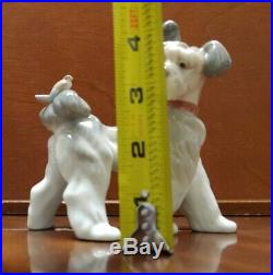 P234 Lladro Mint #6829 Dog With Bird On His Tail Unexpected Visit
