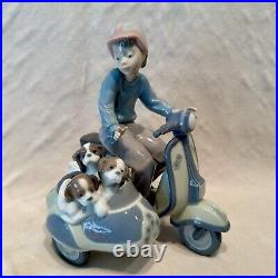 PRECIOUS CARGO Porcelain Figure by LLADRO #5794 Boy on Scooter w Puppies