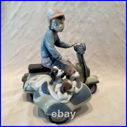 PRECIOUS CARGO Porcelain Figure by LLADRO #5794 Boy on Scooter w Puppies