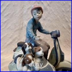 PRECIOUS CARGO Porcelain Figure by LLADRO #5794 Boy on Scooter w Puppies