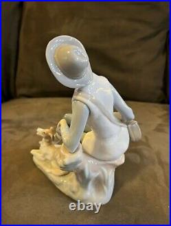 Pair Retired Lladro Porcelain Figurines. Shepherd Boy Sitting with Dog #4659