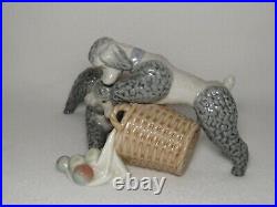 Playful Dogs Lladro Poodles With Apple Basket #1367 3rd Mark MINT