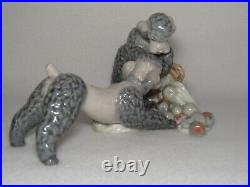 Playful Dogs Lladro Poodles With Apple Basket #1367 3rd Mark MINT