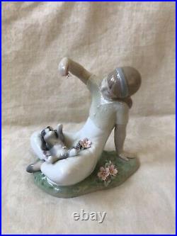 Playtime with Petals Lladro Figurine Girl with Dog Original Box Mint Condition