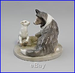 Porcelain Dog and Lamm Companions in Herd Nao Lladro Spain 9956067