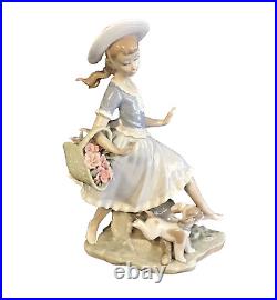 Pre-0wned Lladro Country Last With Dog' #4920 Porcelain Figurine Mint Condition