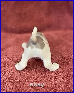 Pre Owned Vintage Lladro Porcelain Brown And White Beagle Playful Dog Figurine