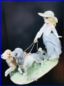 Puppy Parade Girl with Dogs Figurine 9.5 x 12.20 x 5.5 New no box