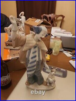 RARE 1989 Lladro Nao Clown Circus Ringmaster with Ball & Dog Figurine RETIRED