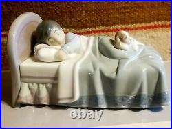 RARE FINE LLADRO COZY COMPANIONS #6541 w BOX BOY SLEEPING with DOG in BED