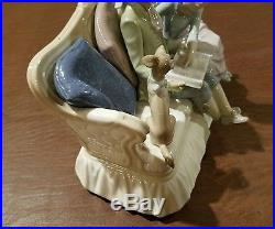 Rare Lladro #5229 Story Time Children On Sofa With Dog